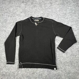 Solaris Thermal Shirt Mens S Black Henley Neck Contrast Stitch Detail Side Slit